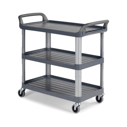 Wózek kelnerski TTS 3-półkowy stelaż z tworzywa sztucznego Shelf szary