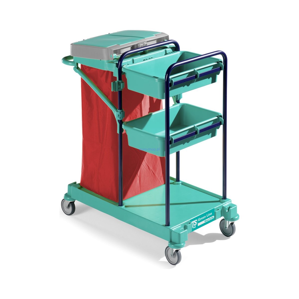 Wózek serwisowy TTS Green Line 100, 2 kuwety 27 × 44 cm i worek 120 l
