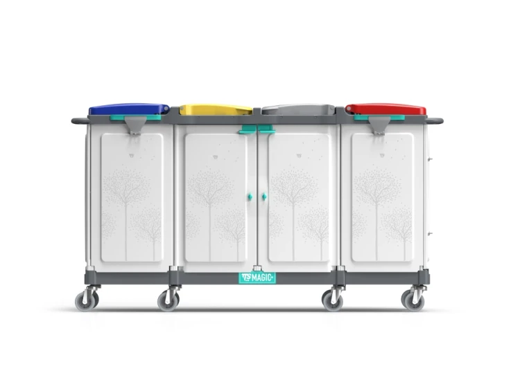 Wózek na odpady TTS Magic Line 190P Professional, zamykany, 4x150 l – detal konstrukcji