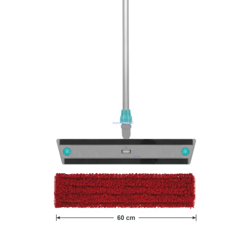 Mop płaski na rzep TTS MICRORICCIO czerwony 60cm komplet – stelaż Velook, kij aluminiowy i czerwony wkład Microriccio