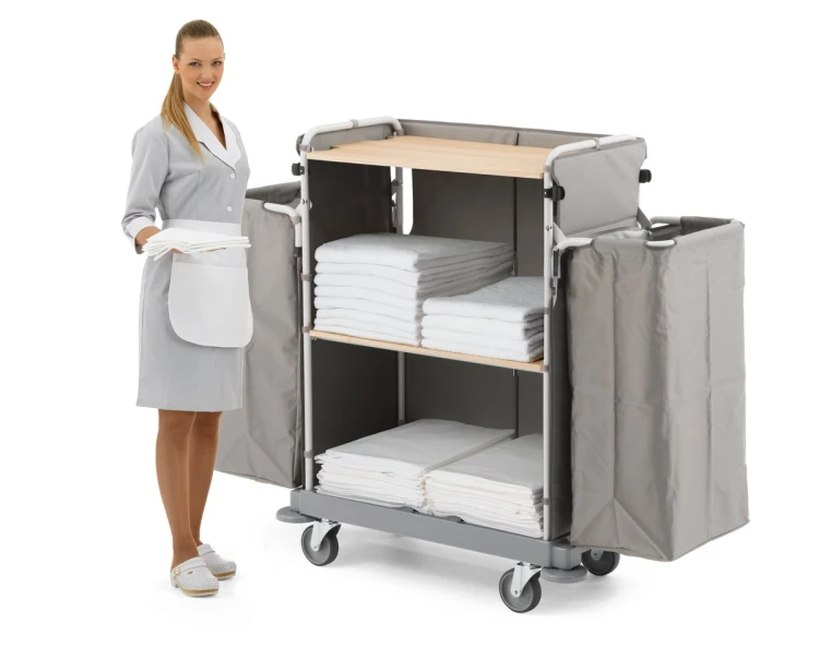 Wózek hotelowy TTS Green Hotel 875 z osłoną, 2 worki 90 l – aranżacja