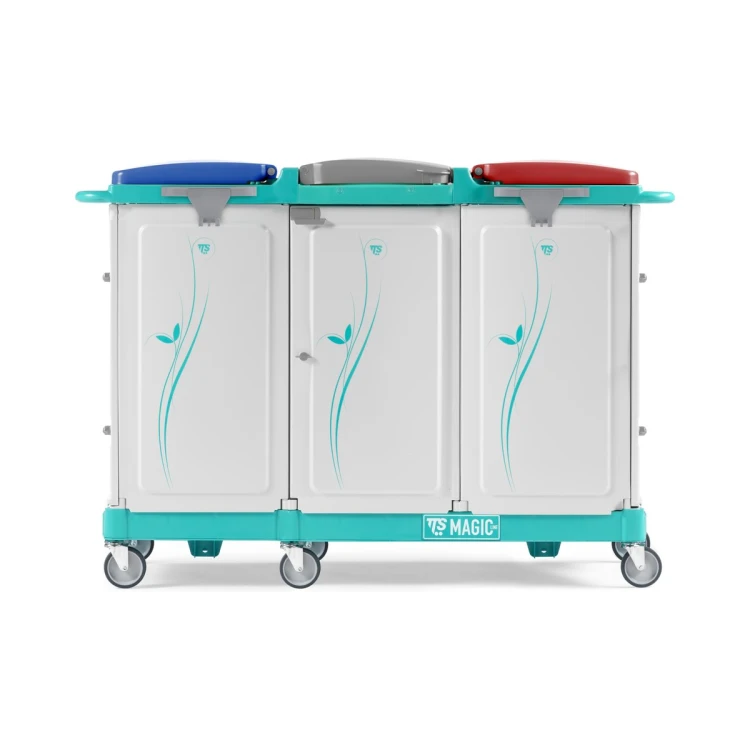 Wózek na odpady TTS Magic Line 150P Professional, zamykany, 3x150 l – detal