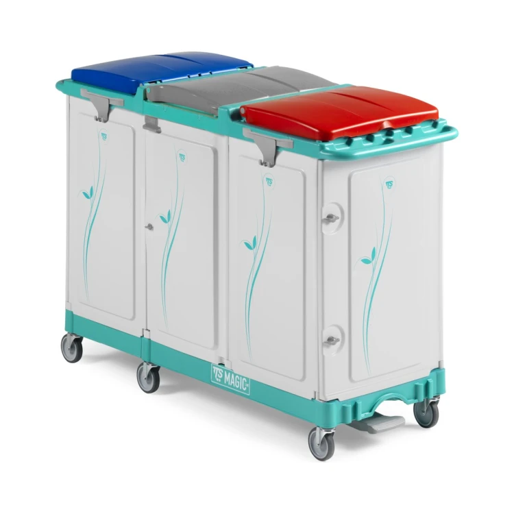Wózek na odpady TTS Magic Line 150P Professional, zamykany, 3x150 l – detal