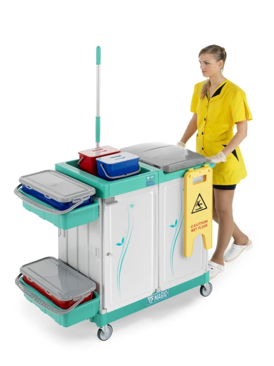 Wózek serwisowy TTS Magic Line 310E Elegance, 3 segmenty, worek 150 l – aranżacja
