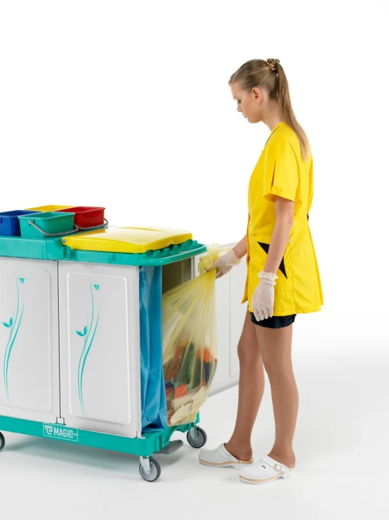 Wózek serwisowy TTS Magic Line 390E Elegance, 2 worki 150 l do segregacji – aranżacja