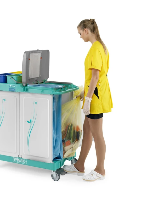 Wózek serwisowy TTS Magic Line 390E Elegance, 2 worki 150 l do segregacji – aranżacja