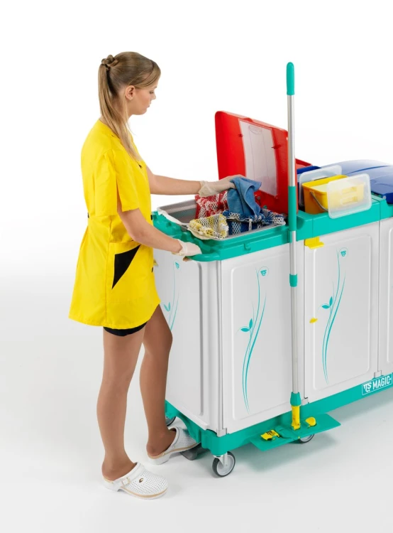 Wózek serwisowy TTS Magic Line 390E Elegance, 2 worki 150 l do segregacji – aranżacja