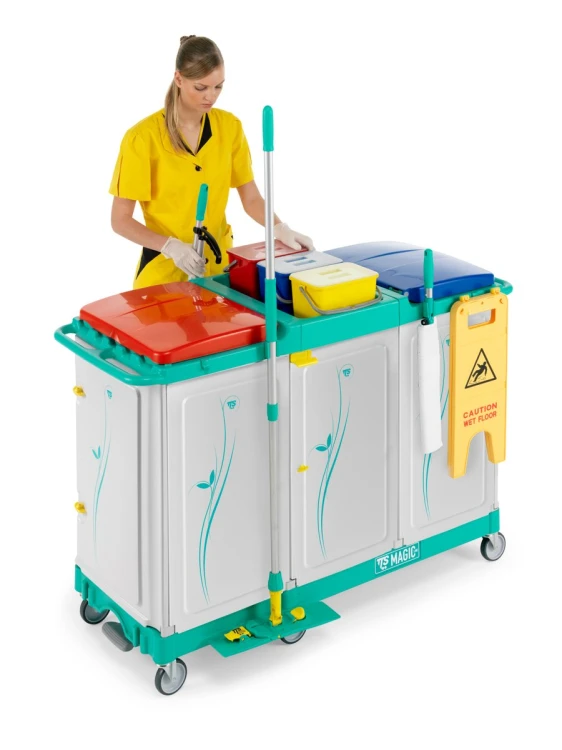 Wózek serwisowy TTS Magic Line 390E Elegance, 2 worki 150 l do segregacji – aranżacja