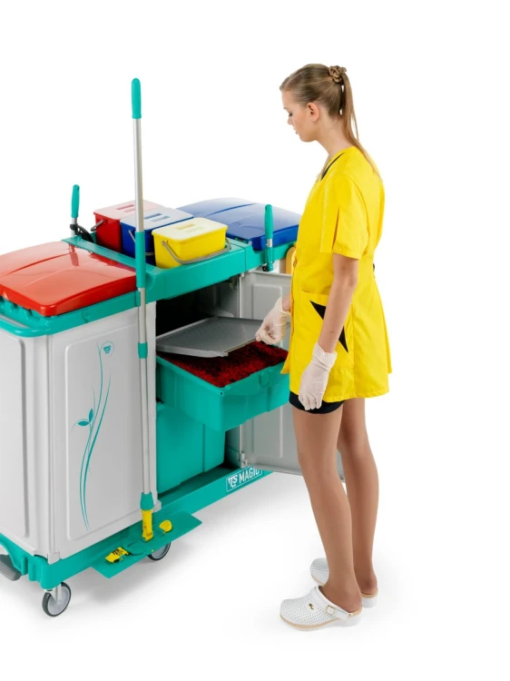 Wózek serwisowy TTS Magic Line 390E Elegance, 2 worki 150 l do segregacji – aranżacja