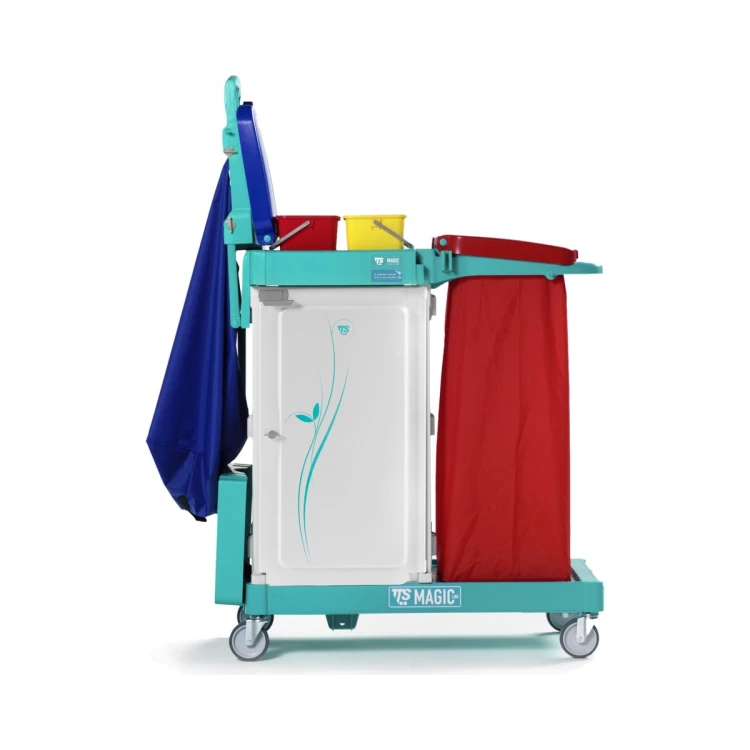Wózek serwisowy TTS Magic Line 390S, 2 worki 120 l, zamykana szafka – detal