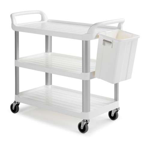 Wózek kelnerski TTS 3-półkowy stelaż aluminiowy Shelf biały – aranżacja
