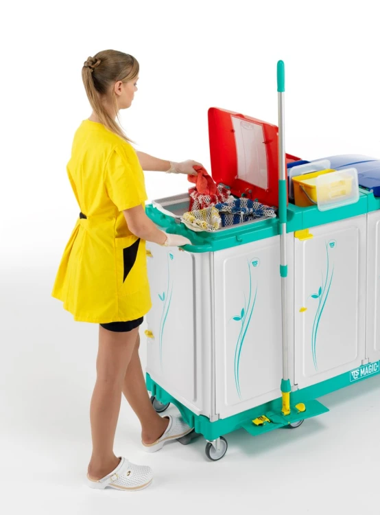 Wózek serwisowy TTS Magic Line 390E Elegance, 2 worki 150 l do segregacji – aranżacja