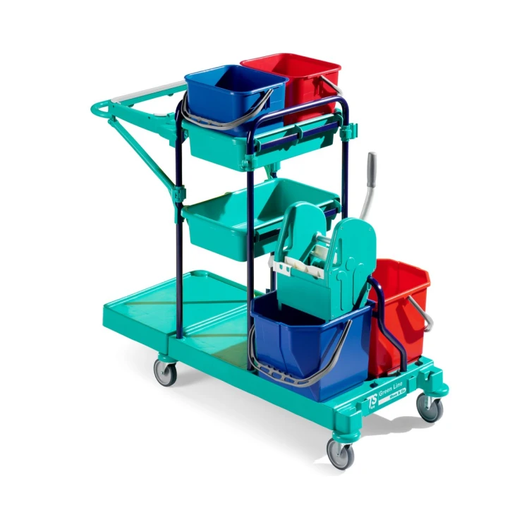 Wózek serwisowy TTS Green Line 150 z wyciskarką TEC, 2 × 15 l i 2 × 12 l – detal