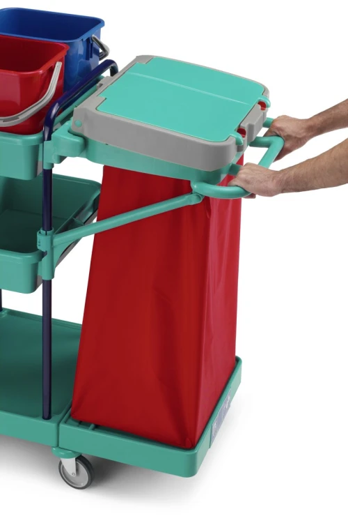 Wózek serwisowy TTS Green Line 150 z wyciskarką TEC, 2 × 15 l i 2 × 12 l – aranżacja