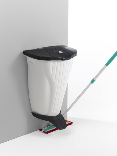 Kosz naścienny Wall-Up 50 l z pedałem, biały, pokrywa ciemnoszara – 2