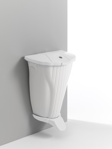 Kosz naścienny Wall-Up 50 l z pedałem, biały, pokrywa biała