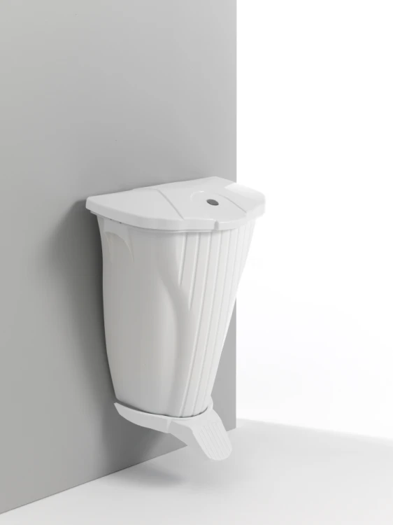 Kosz naścienny Wall-Up 50 l z pedałem, biały, pokrywa biała