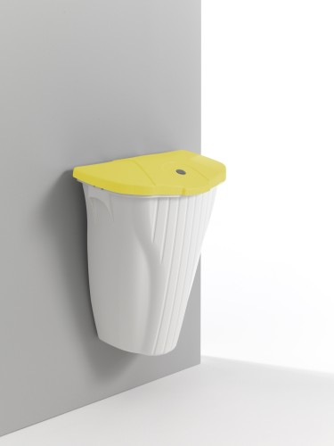 Kosz naścienny Wall-Up 50 l z pokrywą, bez pedału, biały, pokrywa żółta