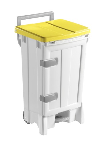 Kosz Open-Up 90 l z pedałem i drzwiczkami, pokrywa żółta – 2
