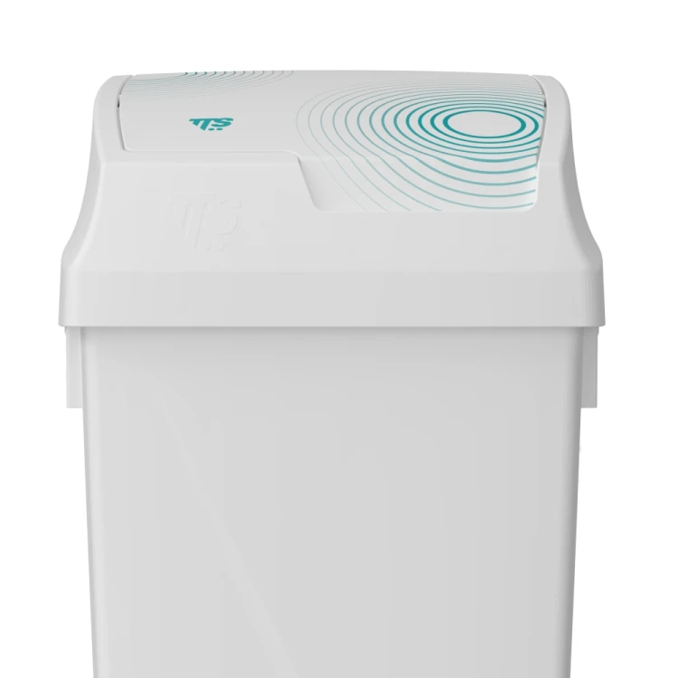 Kosz Lindy Swing 50 l z klapą wahadłową, biały – 2