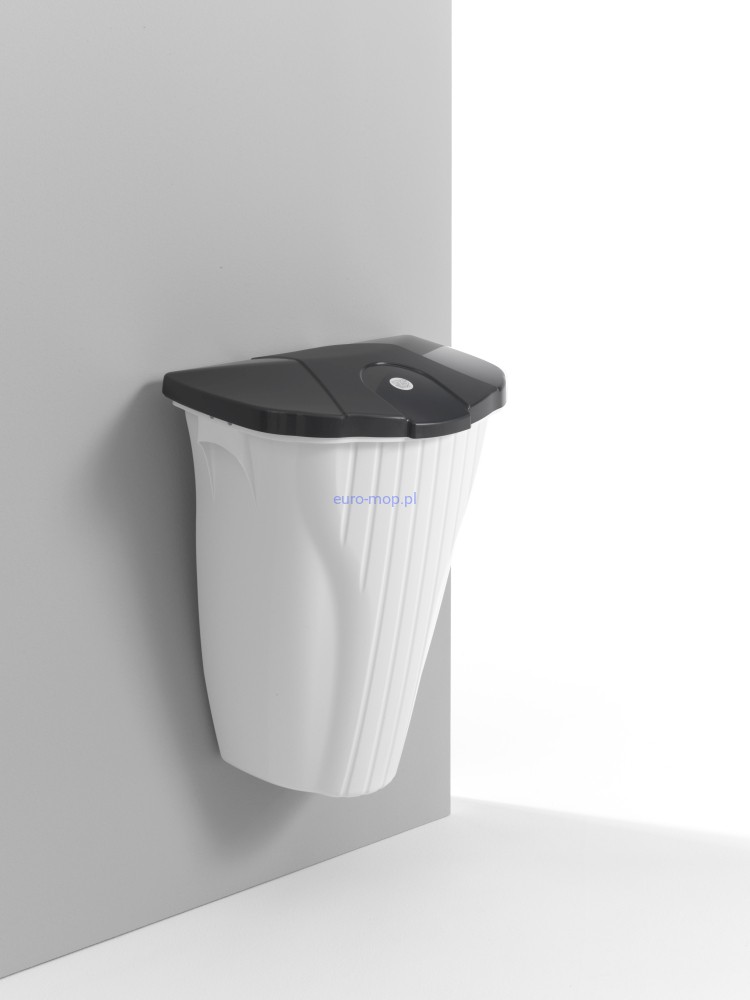 Kosz naścienny Wall-Up 50 l z pokrywą, bez pedału, biały, pokrywa ciemnoszara