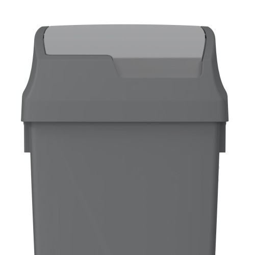 Kosz Lindy Re-Swing 50 l z klapą wahadłową, z tworzywa z recyklingu, szary – 2