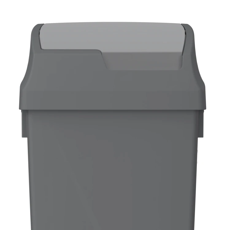 Kosz Lindy Re-Swing 50 l z klapą wahadłową, z tworzywa z recyklingu, szary – 2