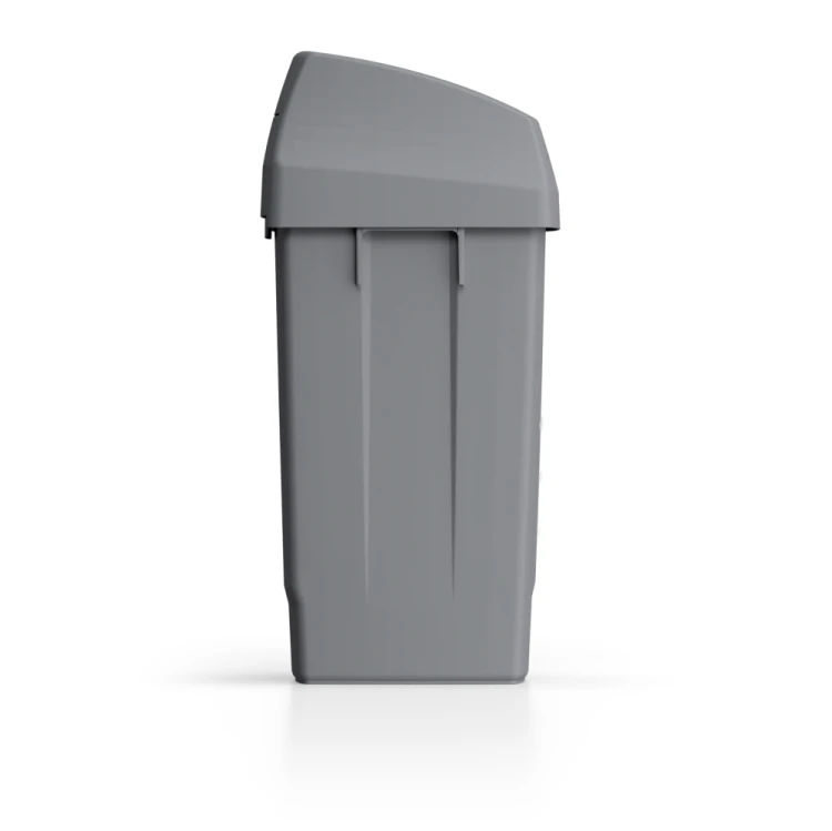 Kosz Lindy Re-Swing 50 l z klapą wahadłową, z tworzywa z recyklingu, szary – 3