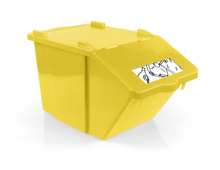 Kosz modułowy Split 45 l do segregacji z nadrukiem „plastik”