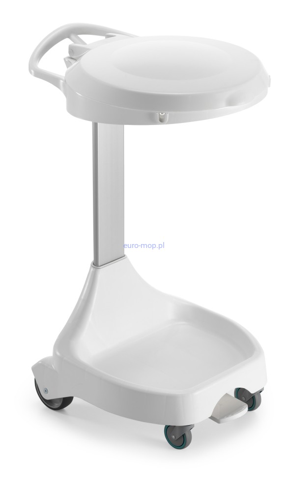 Stelaż na worek 120 l Smile, 4 kółka, z pokrywą na pedał, wkład 2 × 60 l, stelaż biały, pokrywa biała