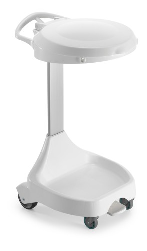 Stelaż na worek 120 l Smile, 4 kółka, z pokrywą na pedał, wkład 2 × 60 l, stelaż biały, pokrywa biała