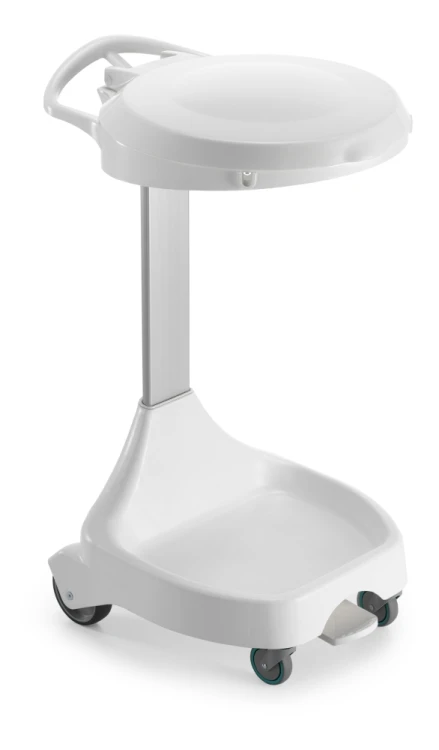 Stelaż na worek 120 l Smile, 4 kółka, z pokrywą na pedał, wkład 2 × 60 l, stelaż biały, pokrywa biała