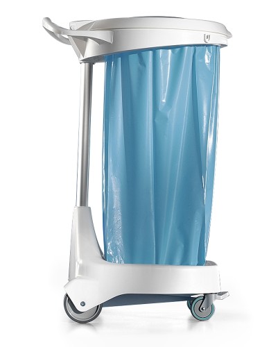 Stelaż na worek 120 l Smile, 4 kółka, z pokrywą na pedał, wkład 2 × 60 l, stelaż biały, pokrywa biała – 2