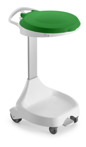Stelaż na worek 120 l Smile, 4 kółka, z pokrywą na pedał, wkład 2 × 60 l, stelaż biały, pokrywa zielona