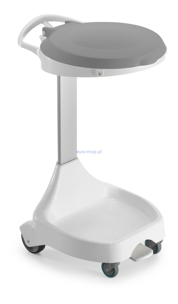 Stelaż na worek 120 l Smile, 4 kółka, z pokrywą na pedał, wkład 2 × 60 l, stelaż biały, pokrywa szara