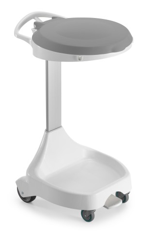Stelaż na worek 120 l Smile, 4 kółka, z pokrywą na pedał, wkład 2 × 60 l, stelaż biały, pokrywa szara