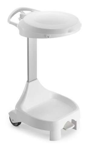 Stelaż na worek 120 l Smile, 2 kółka i 2 nóżki, z pokrywą na pedał, wkład 2 × 60 l, stelaż biały, pokrywa biała