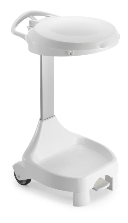 Stelaż na worek 120 l Smile, 2 kółka i 2 nóżki, z pokrywą na pedał, wkład 2 × 60 l, stelaż biały, pokrywa biała