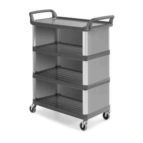 Wózek półkowy TTS Shelf 4-półkowy ze ściankami, szary – zdjęcie poglądowe
