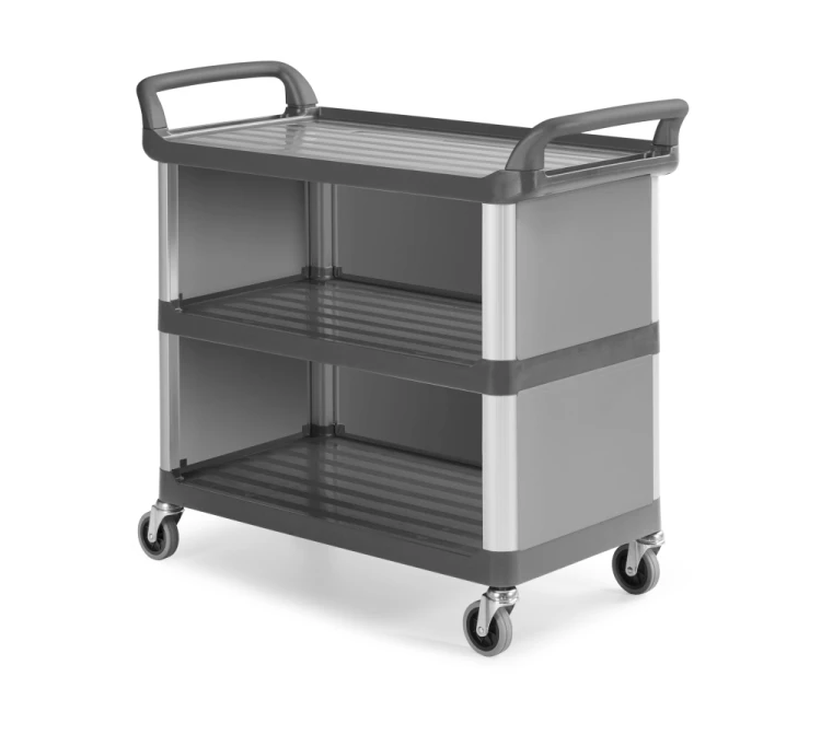 Wózek TTS Shelf A3700 z trzema półkami i ściankami, szary